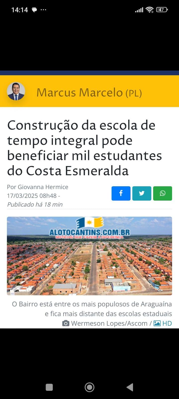 Construção da escola de tempo integral pode beneficiar mil estudantes do Costa Esmeralda