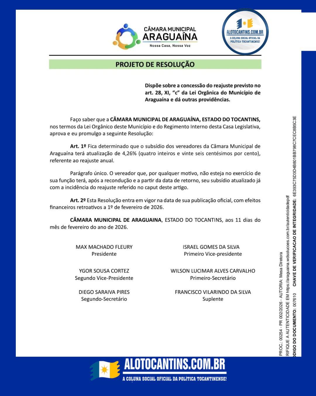 Aprovação de Reajuste de Subsídios na Câmara Municipal de Araguaína